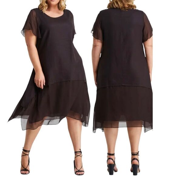Estelle Linen Blend Swing Dress Australian designer Chocolate Mocha Mousse NWT - Picture 6 of 17